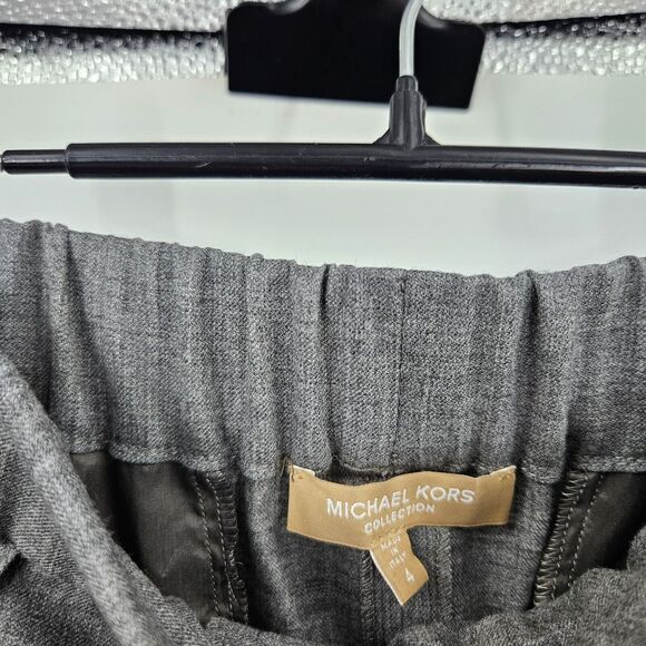 Michael Kors Collection Pants Gray Wool Blend Elastic Waist Straight Trousers 4 - Picture 4 of 6